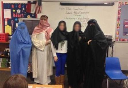 American 14-year olds wearing burkas