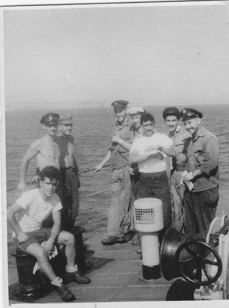 Israeli Navy soldiers chilling out on their way back to Israel on INS Misgav K-30 (Aug, 1953)