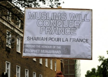 protest outside the french embassy in london