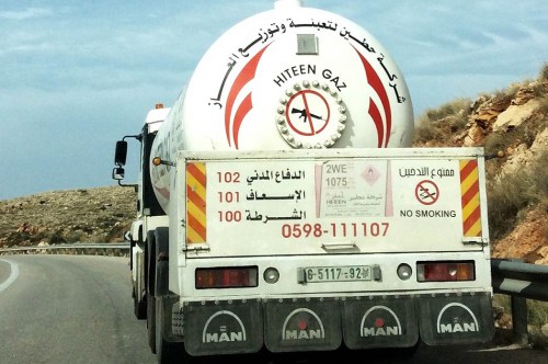 A gas delivery truck near Ramallah