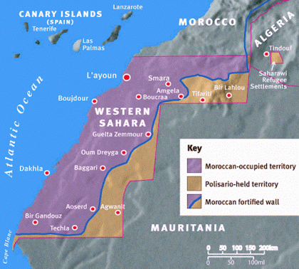 western sahara  split between Morocco and the Polisaria