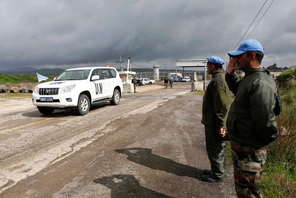 A United Nations vehicle crossed from Syria into Israel on the Golan Heights.