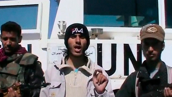 A video posted online Wednesday showed a member of the Martyrs of Yarmouk claiming responsibility for the abduction of a group of U.N. peacekeepers