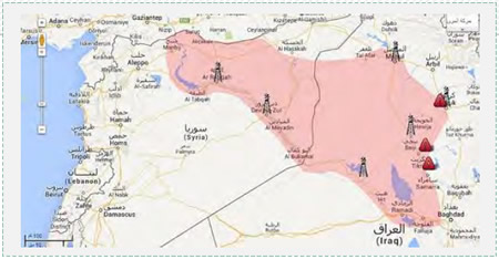 Oil fields in Syria and Iraq, in areas controlled by ISIS