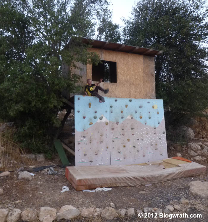 The climbing wall (or rather board)