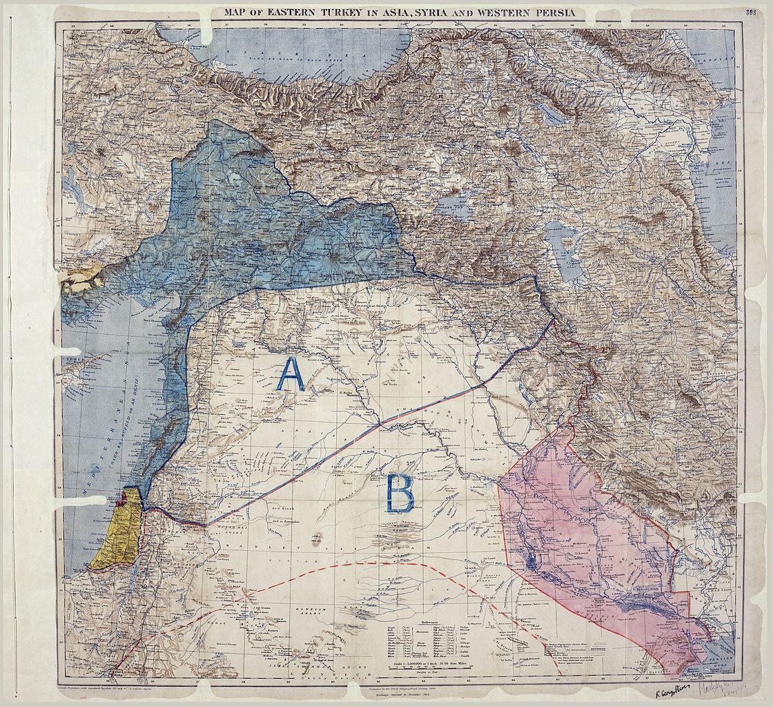 Sykes-Picot agreement map 1916