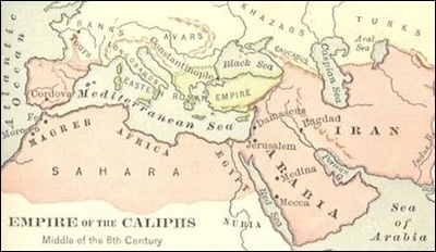 8th cent map of the Empire of the Caliphs