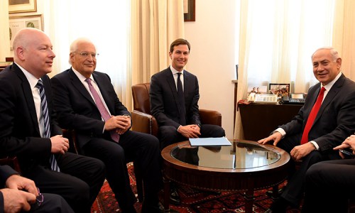 Jason Greenblatt, Ambassador David Friedman, and Jared
     Kushner with Prime Minister Netanyahu